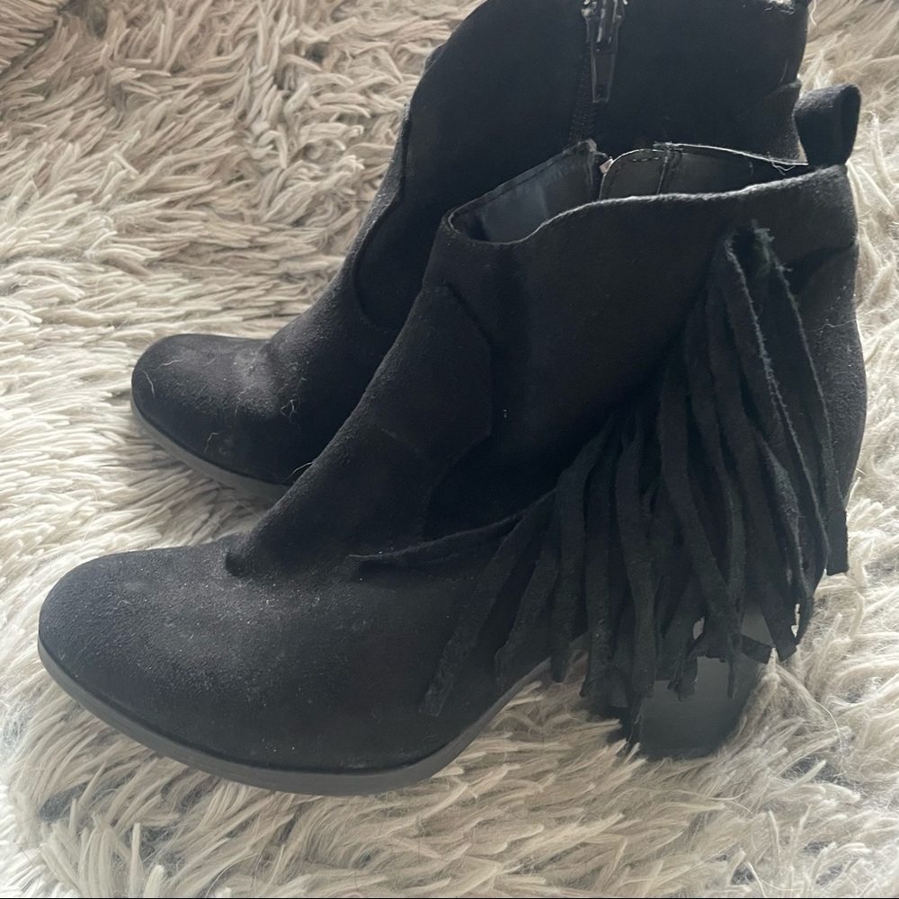 Black Fringe Booties - Picture 2 of 3